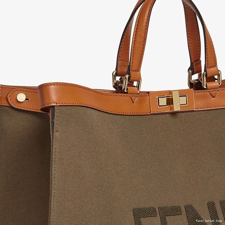 Cheap Brown In Peekaboo ROMA Logo Medium Fendi X-Tote Canvas 0728